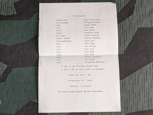 KDF Theater Playbill (with Air Raid Instructions)