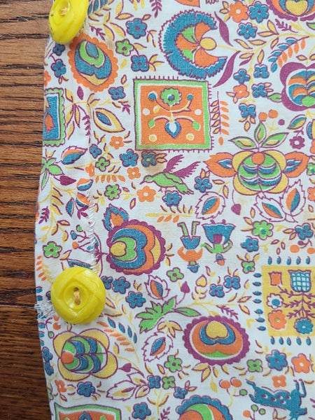 Colorful Novelty Print Dress (Flowers, People, Animals) <br> (B-37" W-32" H-38")