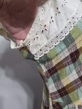 Brown, Yellow & Green Plaid Dress <br> (B-36" W-28" H-37")