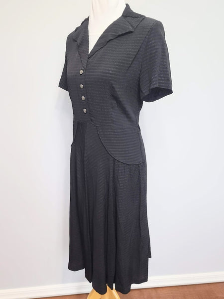 Black Seersucker Striped Material Dress <br> (B-40" W-33" H-40")