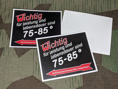 German Vehicle Safe Operating Temp Decal