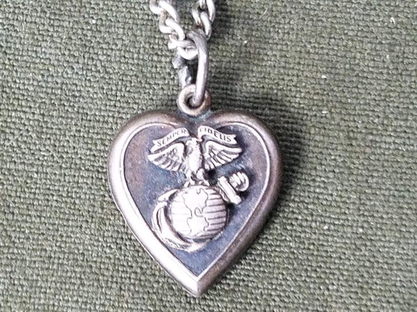 US Marine Heart Sweetheart Necklace Sterling "Tom"