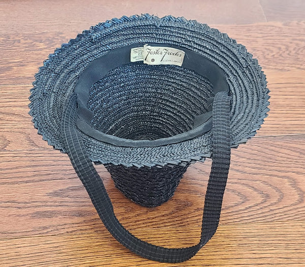 Black Straw Tilt Hat