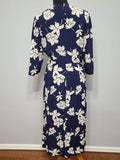 Navy Blue with White Flowers Dress (as-is) <br> (B-39" W-29" H-41")