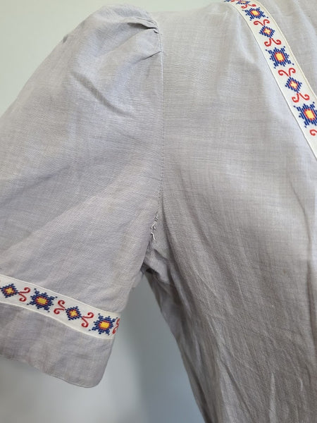 Gray Dress with Embroidered Ribbon <br> (B-37" W-28" H-42")