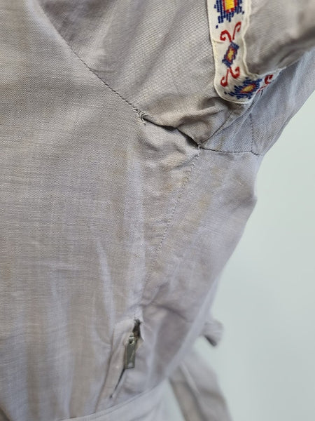 Gray Dress with Embroidered Ribbon <br> (B-37" W-28" H-42")