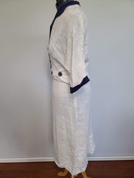 White and Blue Outfit: Jacket with 2 Skirts <br> (B-42" W-36" H-45")