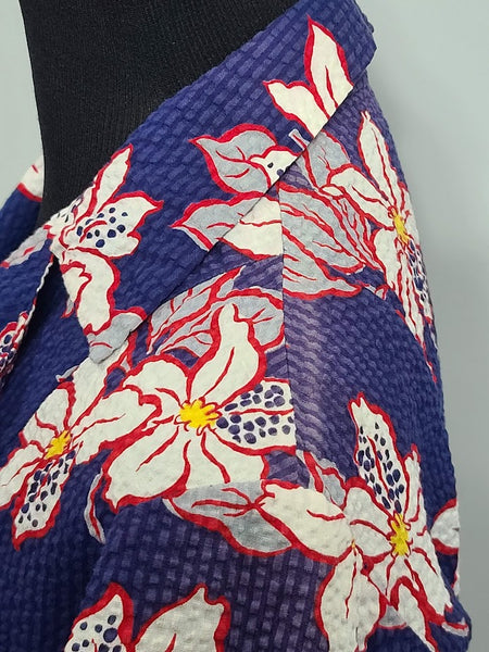 Flower Print Seersucker Wrap Dress <br> (26"-32" Waist)
