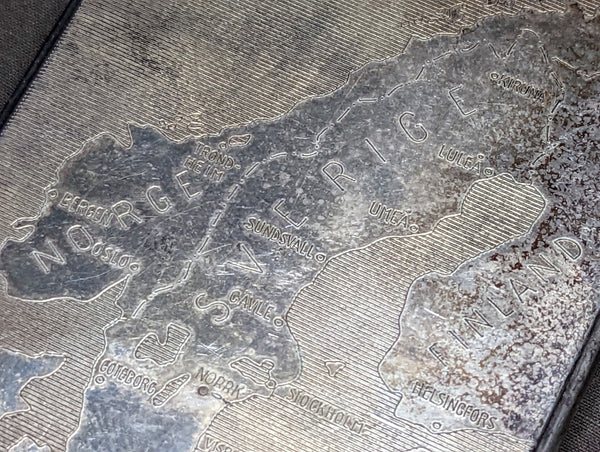 Original Silver Scandinavian Map Cigarette Case