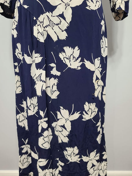 Navy Blue with White Flowers Dress (as-is) <br> (B-39" W-29" H-41")
