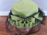 Green Tilt Hat with Black Netting
