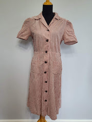 White and Brown Button Down Dress <br> (B-41" W-30" H-37")