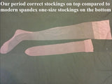 Vintage Fully Fashioned Seamed Stockings Compared to Modern One-Size Stockings