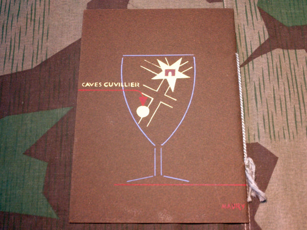 1933 French Wine Menu Caves Cuvillier Champs-Elysees Paris