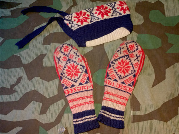1939 Mittens & Knit Hood Set