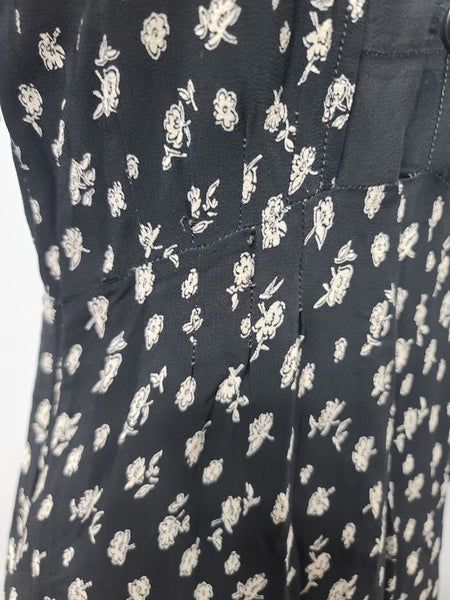 German Black Flower Print Dress <br> (B-35" W-28" H-35")