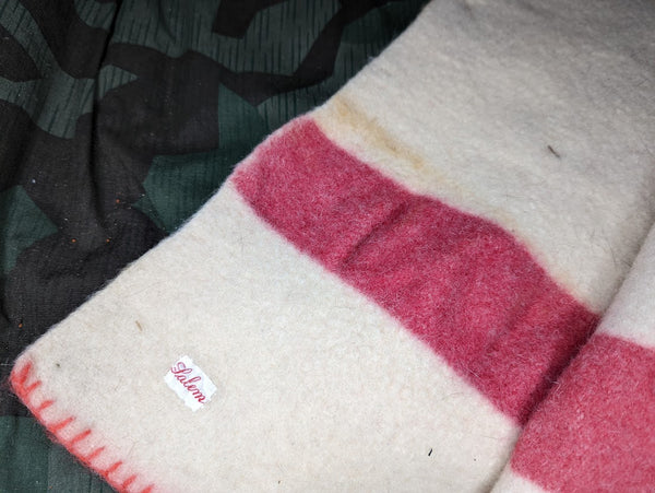 Original Pre War German Army Blanket 2 Red Stripe