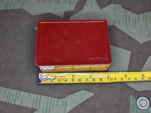 Red and Black Bakelite Box with Label Slot