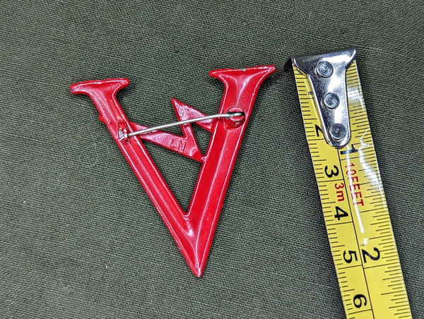 Red Metal V for Victory Morse Code Pin
