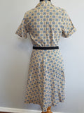 Abstract Print Dress with Ruffles and Rhinestones <br> (B-37 1/2" W-31" H-39 1/2")