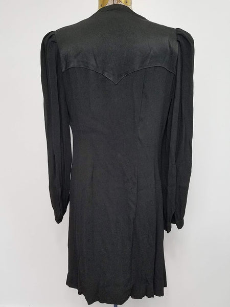German Black Dress with White Appliqué <br> (B-36" W-31" H-36")