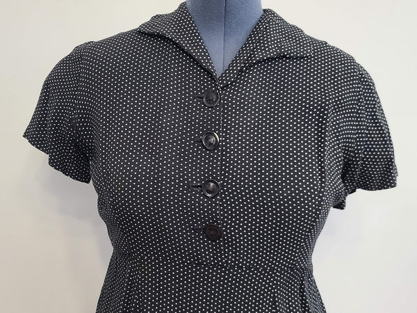 German Black Polka Dot Dress <br> (B-40" W-33" H-41")