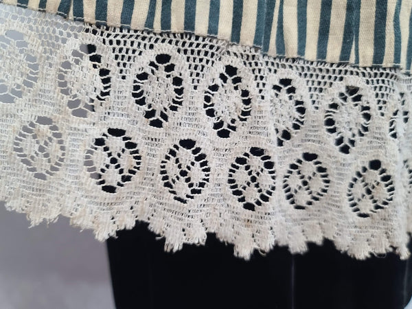 German Black Velvet Dress with Apron <br> (B-34" W-27" H-35")