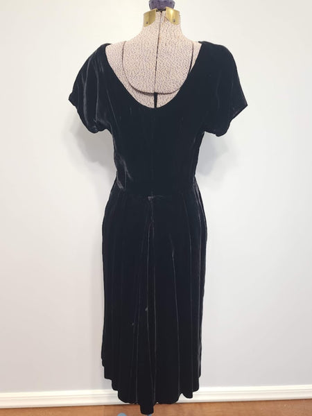German Black Velvet Dress with Apron <br> (B-34" W-27" H-35")