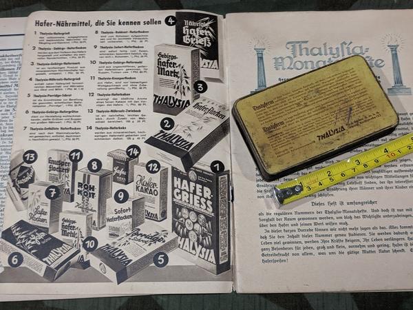 Thalysia Yeast Tin with 2 1930s Magazines