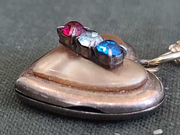 Red, White and Blue Heart Locket Engraved