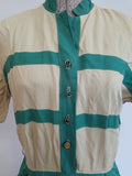 Tan and Green Dress <br> (B-40" W-28.5" H-40")