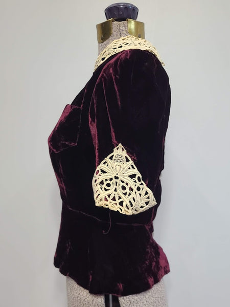 Burgundy Velvet Blouse <br> (B-34" W-26")