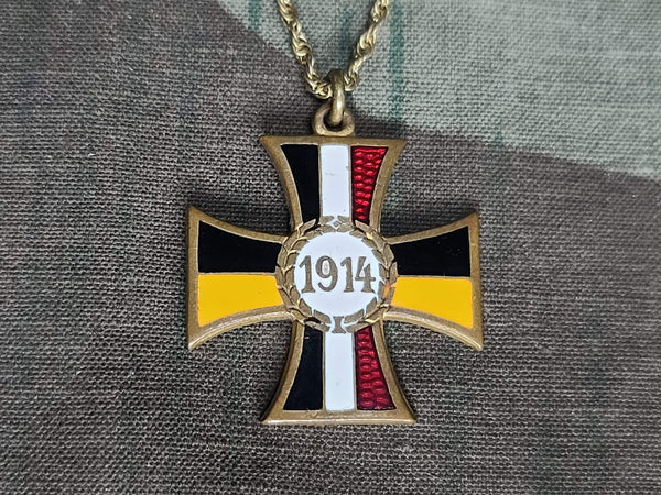 WWI 1914 Iron Cross Necklace with German and Austrian Flag