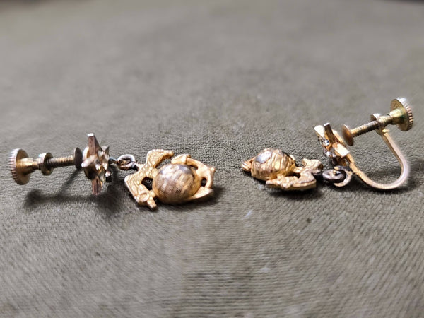 Marine Corps Star Rhinestone Screw-Back Earrings