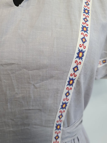 Gray Dress with Embroidered Ribbon <br> (B-37" W-28" H-42")