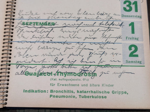 1939 Day Planner from a Medicine Company