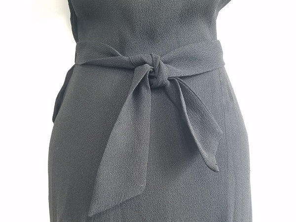 Black Rayon Dress with Army Eagle Button <br> (B-33" W-24" H-33")