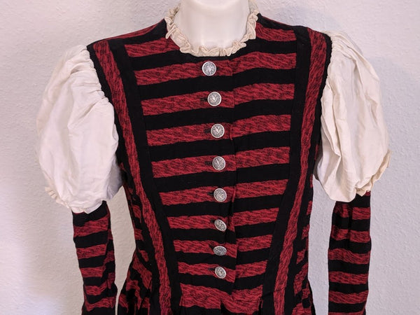 Red and Black Striped Dirndl <br> (B-37" W-27" H-42")