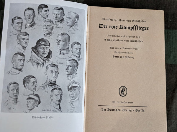 Red Baron Von Richthofen Der Rote Kampflieger 1933 Book (Forward by Göring) & Postcard