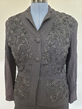 Black Rayon Skirt Suit with Soutache <br> (B-40" W-32" H-43")