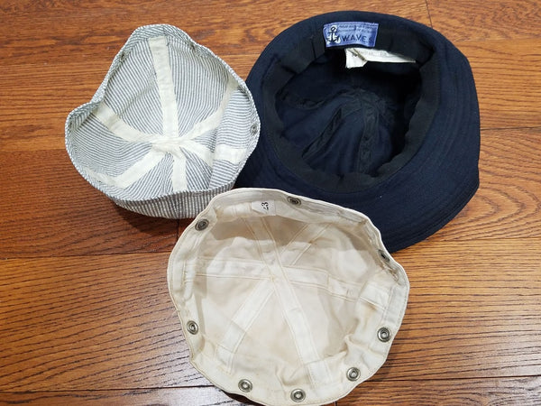 Navy WAVES Service Hat Seersucker, Blue & White Covers (Size 23)