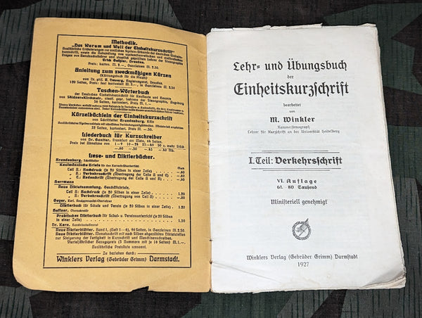 Einheitskurzschrift 1927 German Shorthand Book