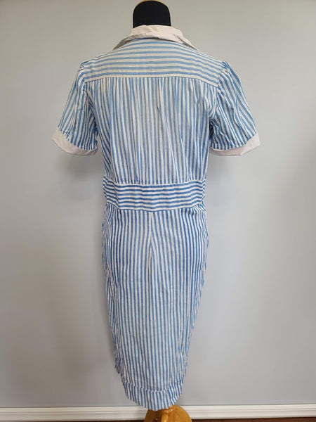 Blue and White Stripe Dress <br> (B-40" W-34.5" H-40")