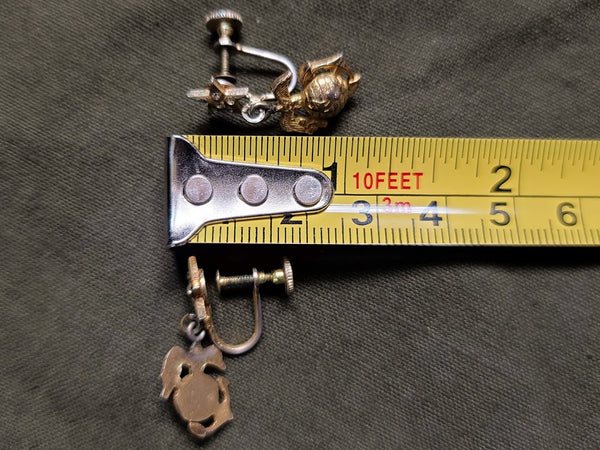 Marine Corps Star Rhinestone Screw-Back Earrings