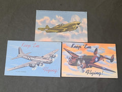 3 Keep Em Flying Postcards