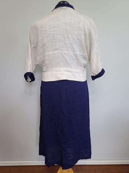 White and Blue Outfit: Jacket with 2 Skirts <br> (B-42" W-36" H-45")