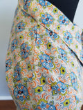Abstract Print Dress with Ruffles and Rhinestones <br> (B-37 1/2" W-31" H-39 1/2")