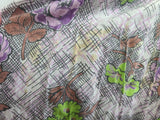 Purple and Green Flower Print Dress <br> (B-40" W-34" H-41")