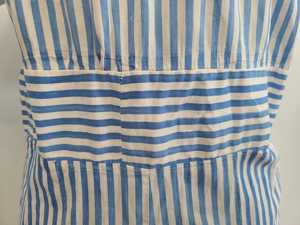 Blue and White Stripe Dress <br> (B-40" W-34.5" H-40")