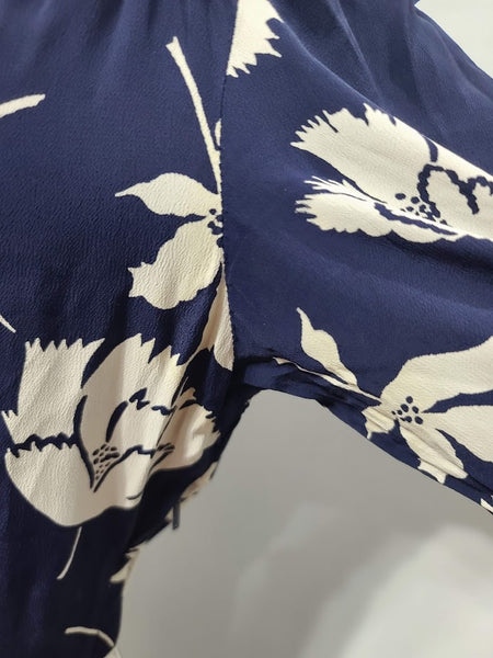 Navy Blue with White Flowers Dress (as-is) <br> (B-39" W-29" H-41")